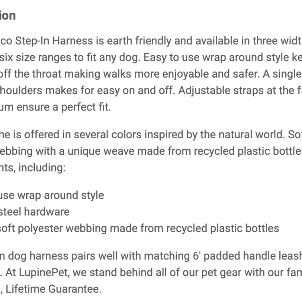 Lupine Eco Step-In Wrap Around Polyester Webbing Dog Harness-15-21